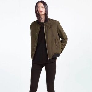 ZARA - Olive Green Bomber Jacket - Classic Zip Front
